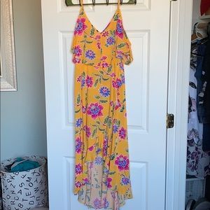 Bright yellow floral maxi dress